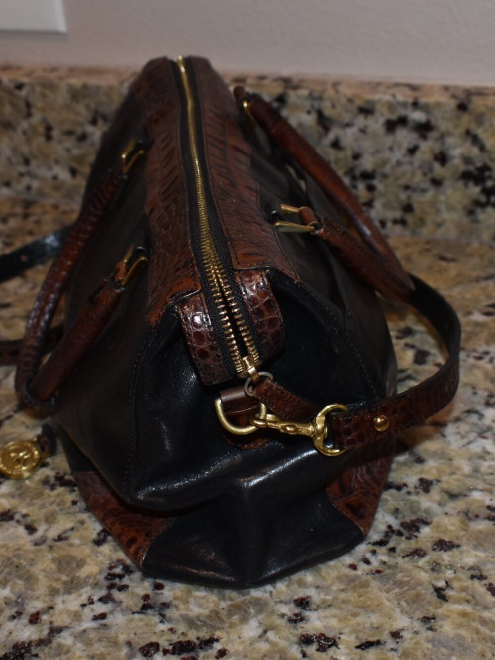 Brahmin Black Leather Crandall Tuscan Satchel - Picture 5 of 9